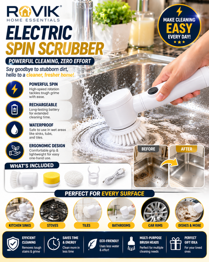 ROVIK Electric Spin Scrubber | Cordless Cleaning Brush